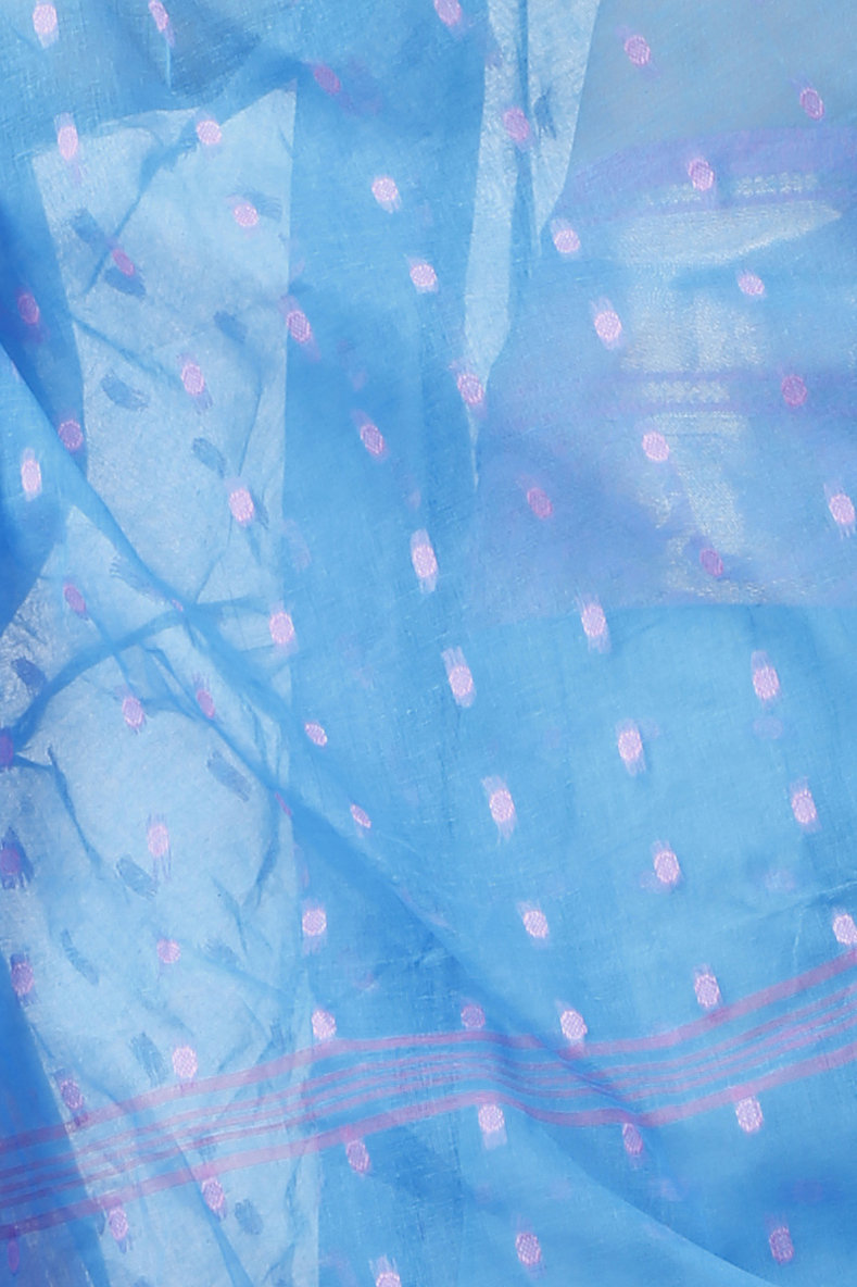 Sky Blue Pure Cotton Sachi Tant Saree (1025)